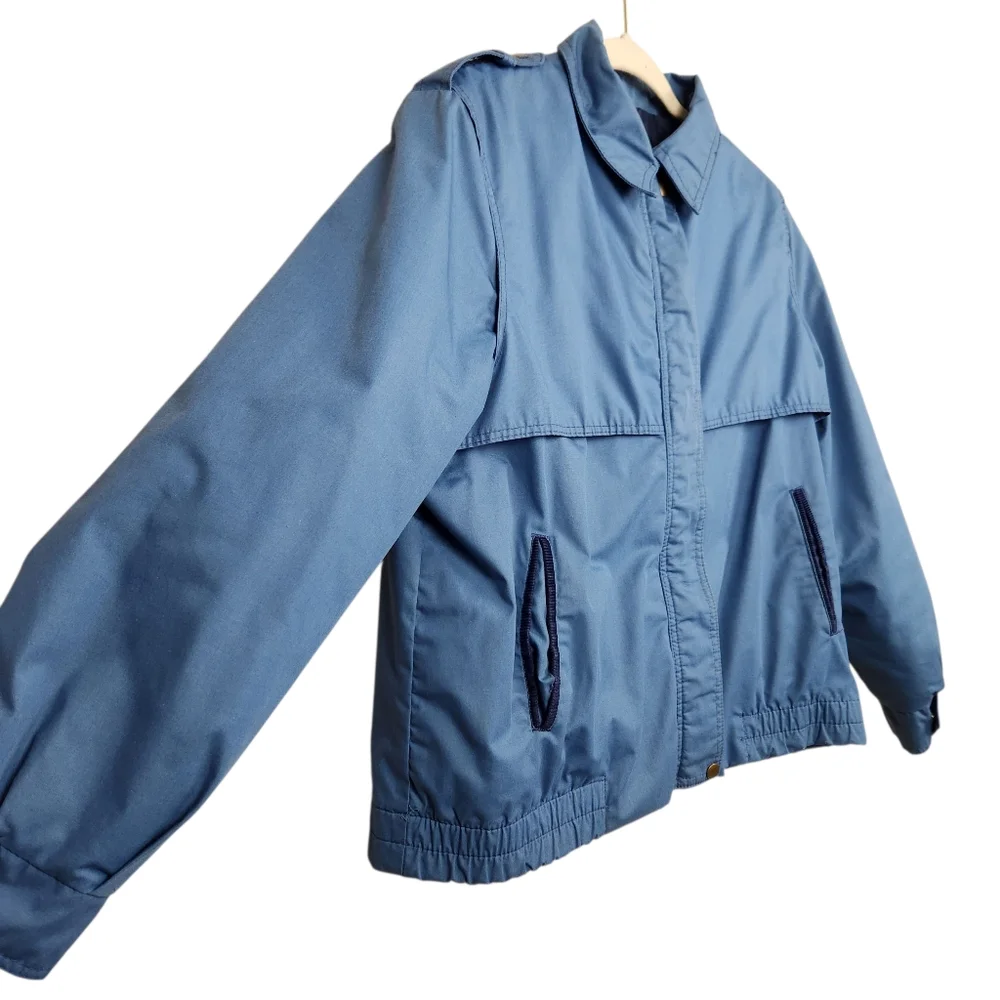 Sears Vintage Blue Bomber Work Jacket Corduroy Trim 70's 80's 90s Mens Size L